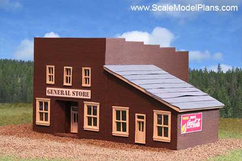 Scratch build plans for N scale model railroad Old West store